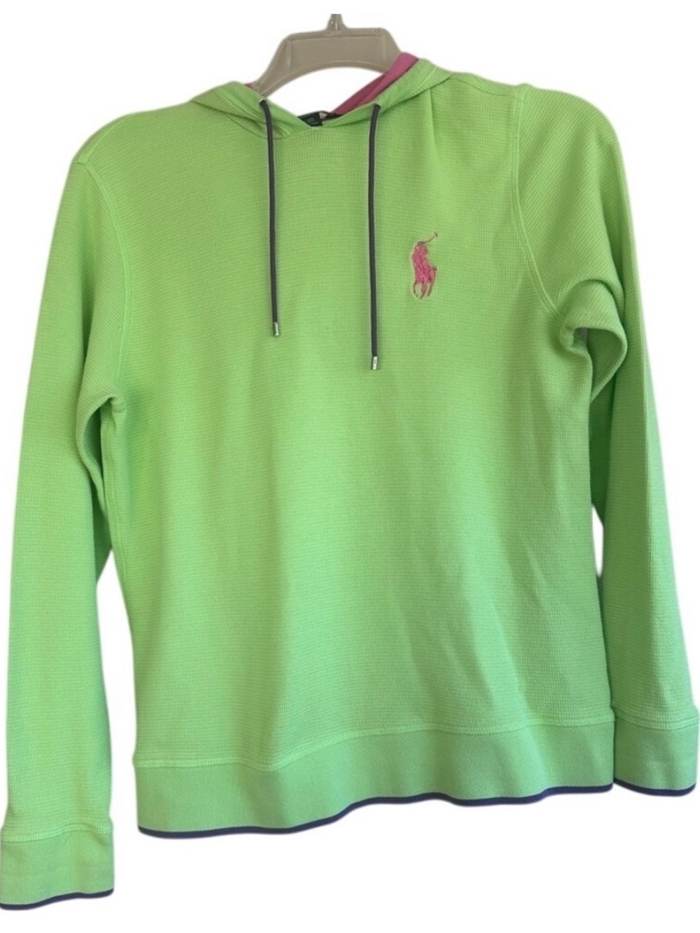 Ralph Lauren Polo Golf Thermal Hoodie Long Sleeve Large Logo Neon Green Pink XL